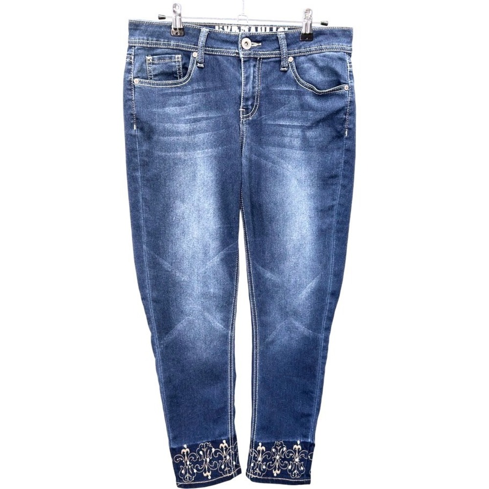 Women's Hydraulic Jeans size  6 Blue Embroidered Cuff Sequin Tapered HMI1048R